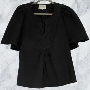 Women’s Black Pomander Place Finley Flutter Sleeve Top Sz Medium